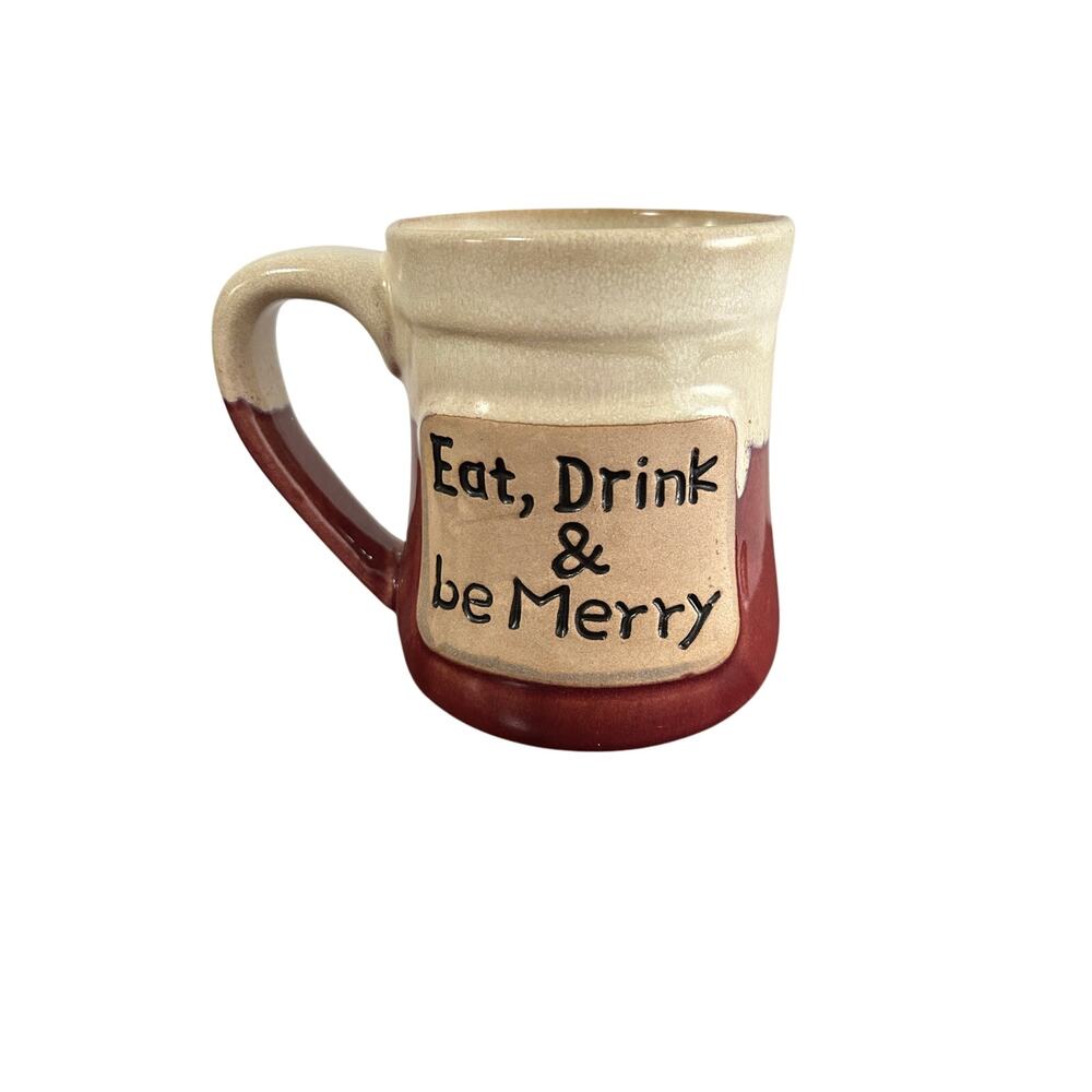 EAT DRINK & BE MERRY POTTERY LARGE COFFEE MUG